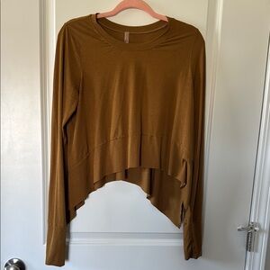 Brown Asymmetrical Hem Women's Top